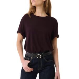 NEW MAJESTIC FILATURES soft touch short sleeve relaxed crew top in aubergine